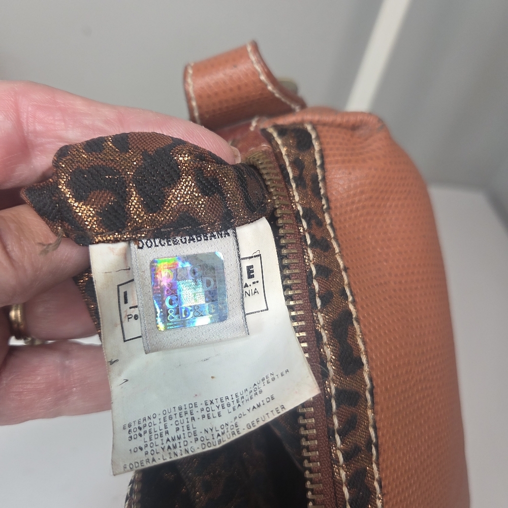 Authentic dolce & gabbana leather leopard trim mini shoulder bag purse 90s y2k - Picture 10 of 16
